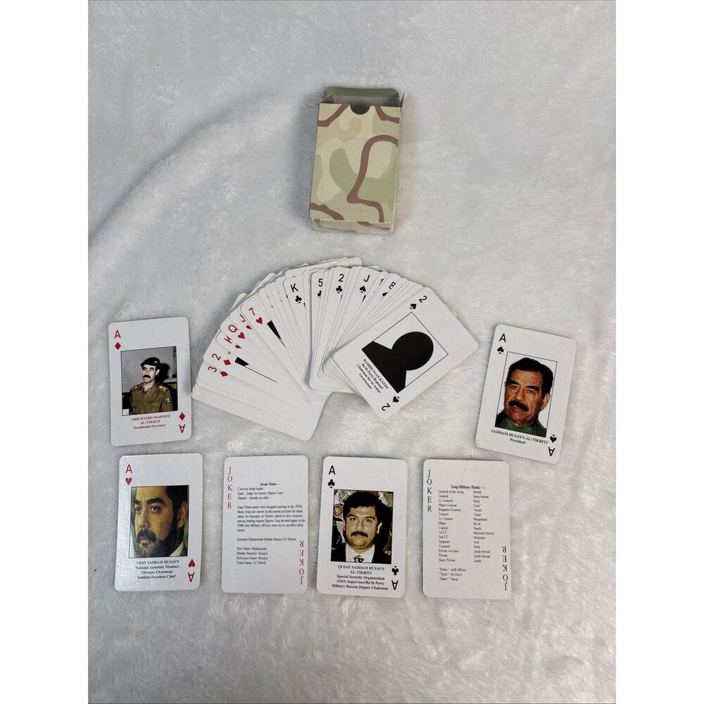 2003 Hoyle Iraq War Most Wanted Playing Cards Military Issue Saddam Hussein NEW
